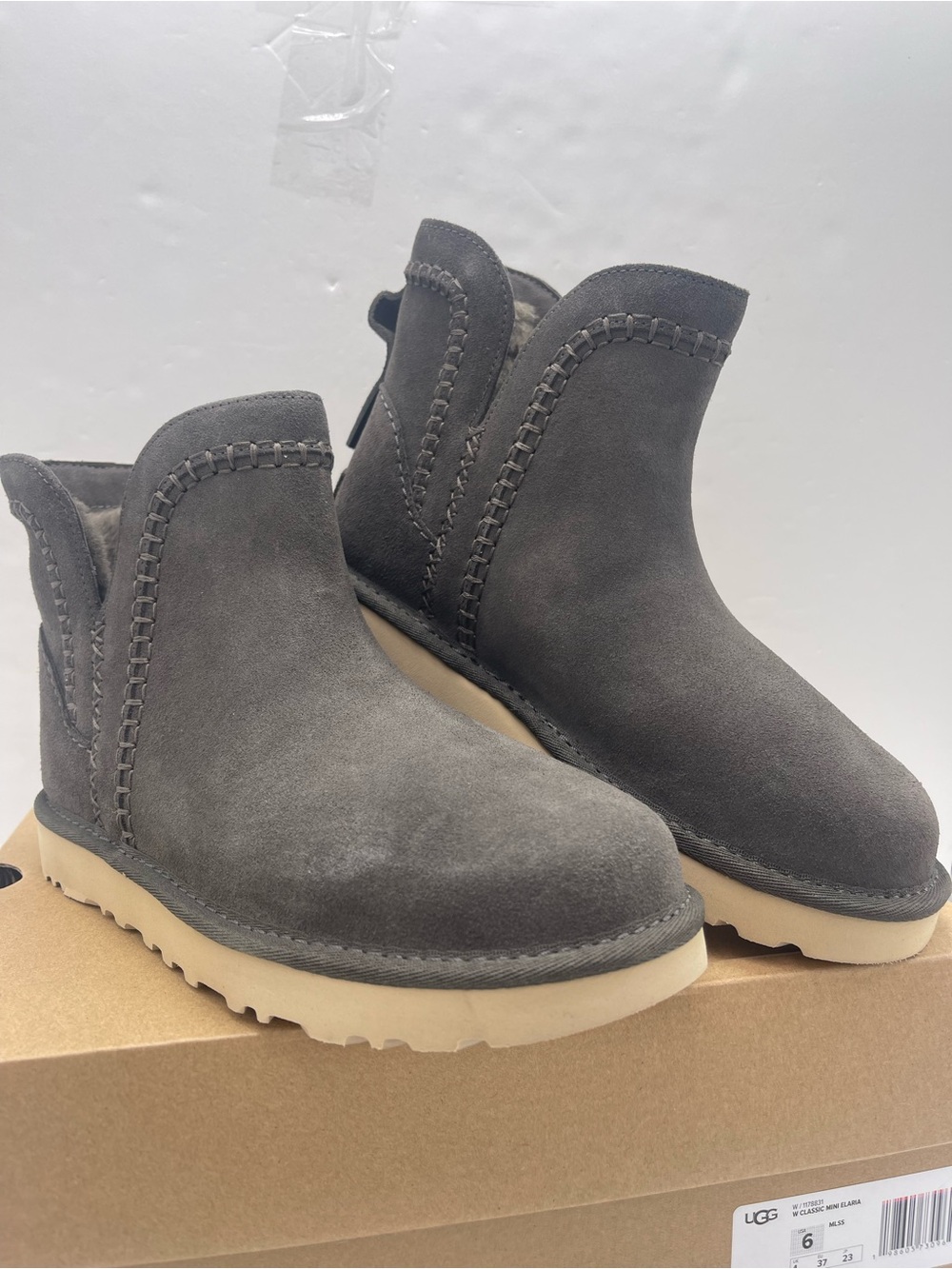 UGG Women’s Classic Mini Elaria Boots W1178831 MLSS Suede Sheepskin Booties - Picture 4 of 16